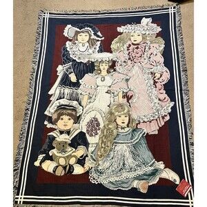 NWT Chatham Porcelain Dolls Collectors Blanket Woven Tapestry Throw 53" X 69"